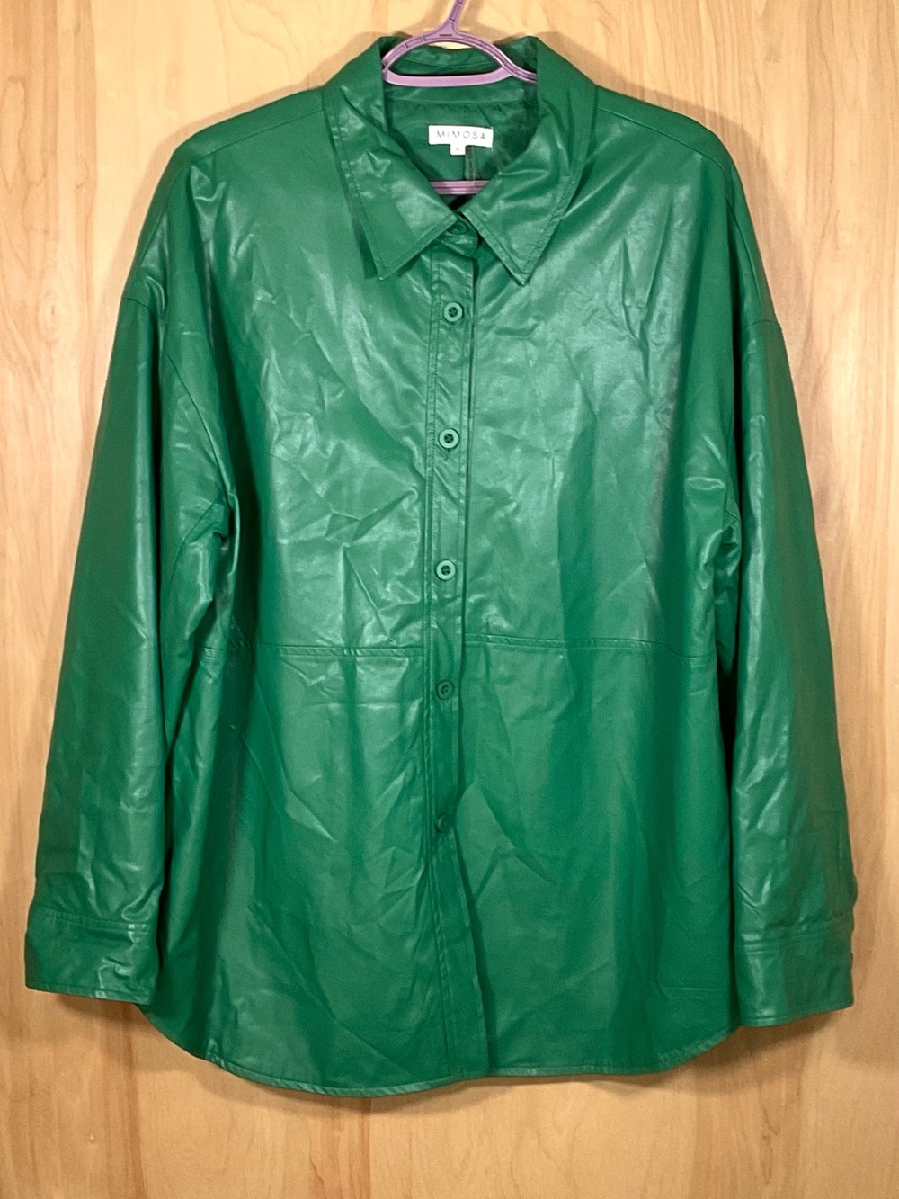 Mimosa Faux Leather Button Down Lined Jacket Size Large - EUC